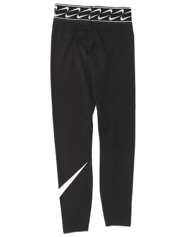 NIKE Womens Graphic Leggings UK 8 Small  Black Cotton