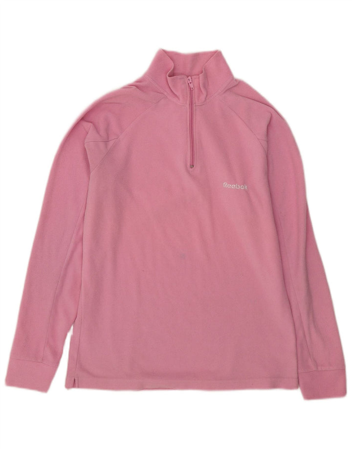Damski sweter polarowy Reebok z zamkiem błyskawicznym UK 16, duży, różowy poliester