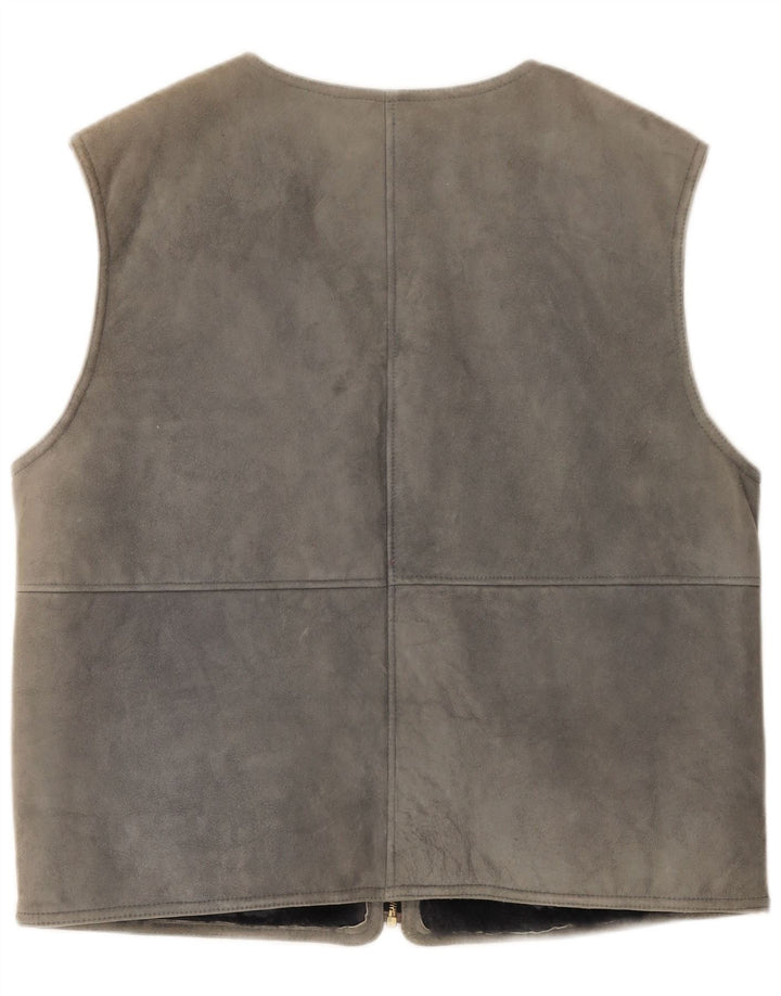 Męska kamizelka z owczej skóry w stylu vintage IT 54 2XL Szara skóra