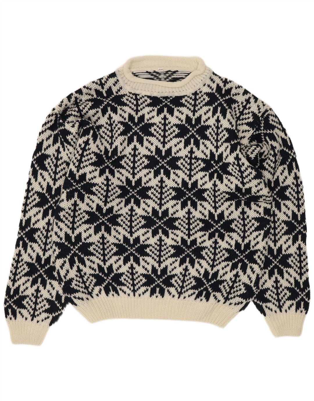 Vintage męski sweter z golfem IT 52/54, duży czarny geometryczny