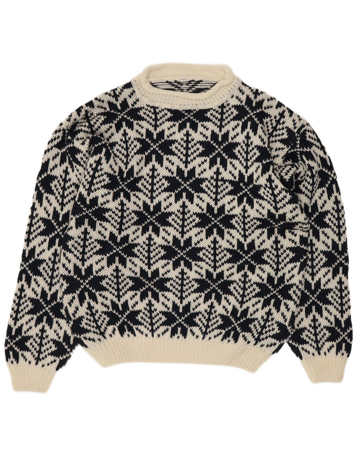 Vintage męski sweter z golfem IT 52/54, duży czarny geometryczny