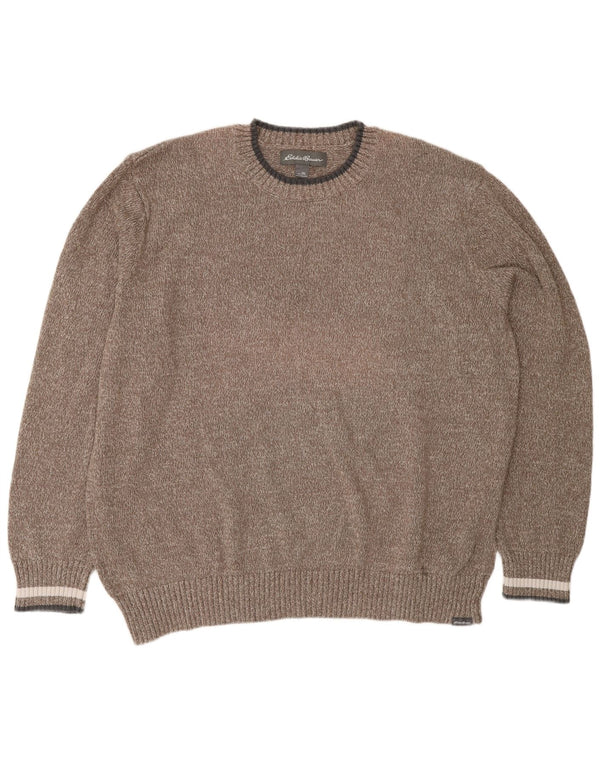 Męski sweter z okrągłym dekoltem Eddie Bauer 2XL, brązowa bawełna