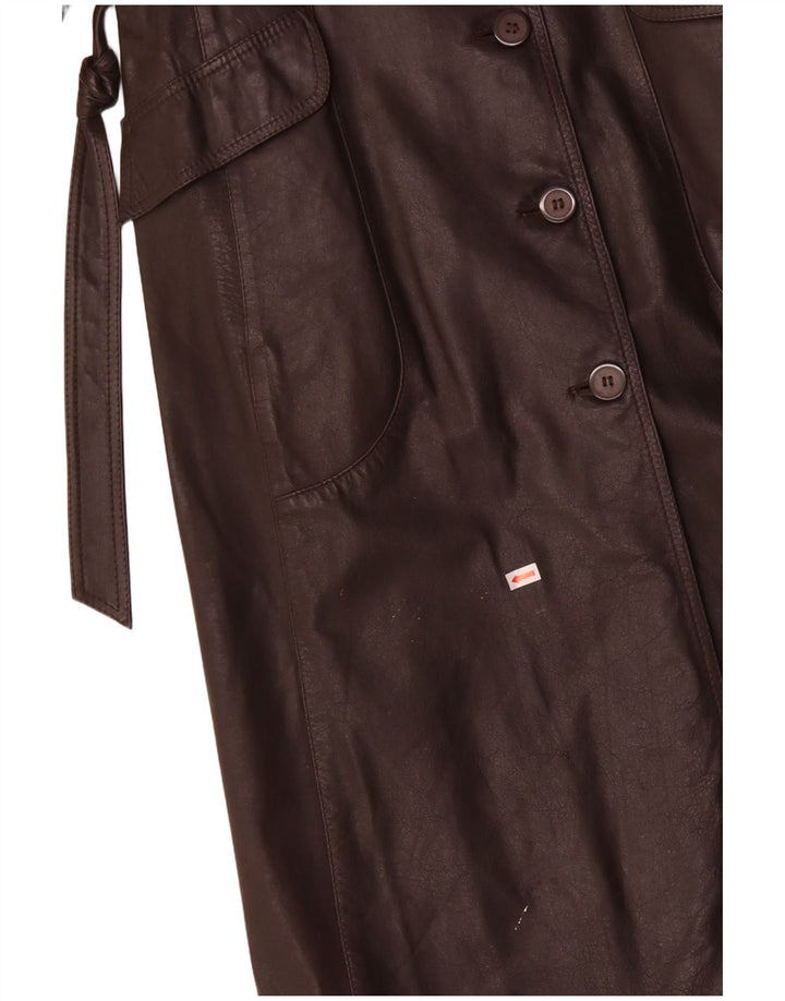 Damski płaszcz skórzany VINTAGE UK 12 Średni brązowy skórzany