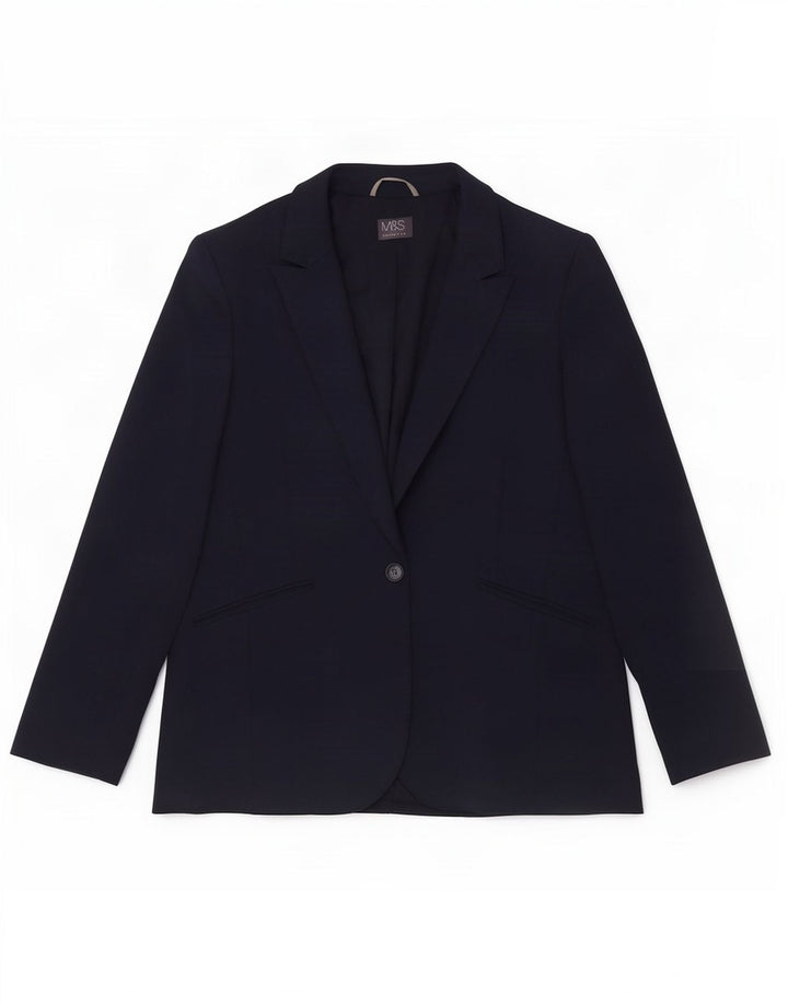 Marks & Spencer Damska marynarka zapinana na 1 guzik UK 22 3XL Granatowy poliester