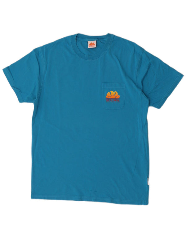 Męski T-shirt z grafiką Sundek, duży, niebieski, bawełniany