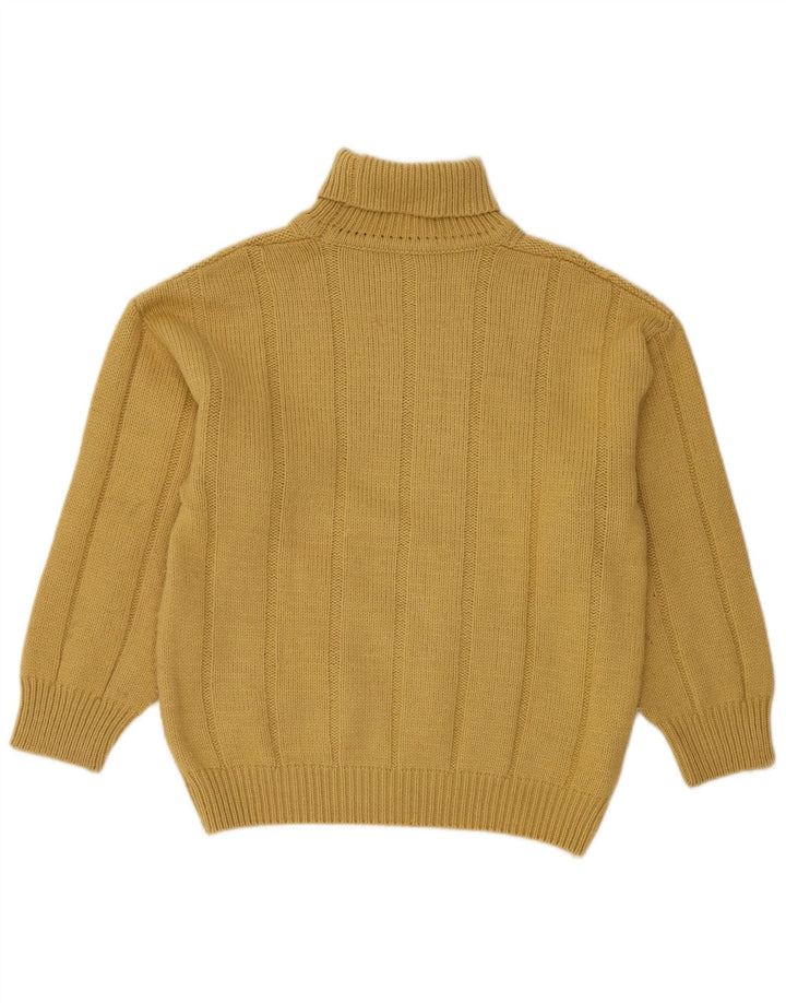 VINTAGE Damski sweter z golfem IT 48 XL Żółta wełna