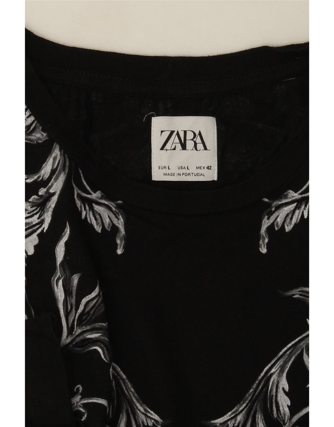 Męski T-shirt z grafiką Zara, duży, czarny w kwiaty