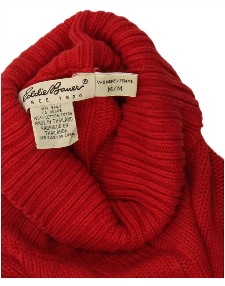 Damski sweter oversize Eddie Bauer z golfem UK 14, średni czerwony