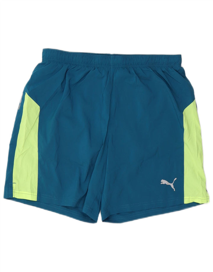 Męskie spodenki sportowe PUMA, duże, niebieskie, z blokami kolorów