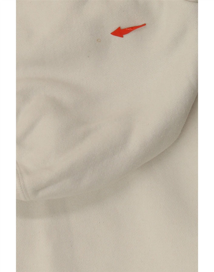 Damski sweter z kapturem i zamkiem błyskawicznym BENETTON UK 16, duży, biały, bawełniany