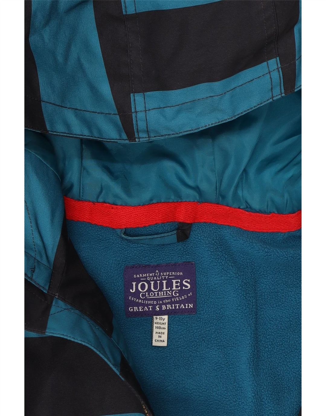 JOULES Girls Hooded Windbreaker Jacket 9-10 Years Blue Striped Polyester Vintage Joules and Second-Hand Joules from Messina Hembry 