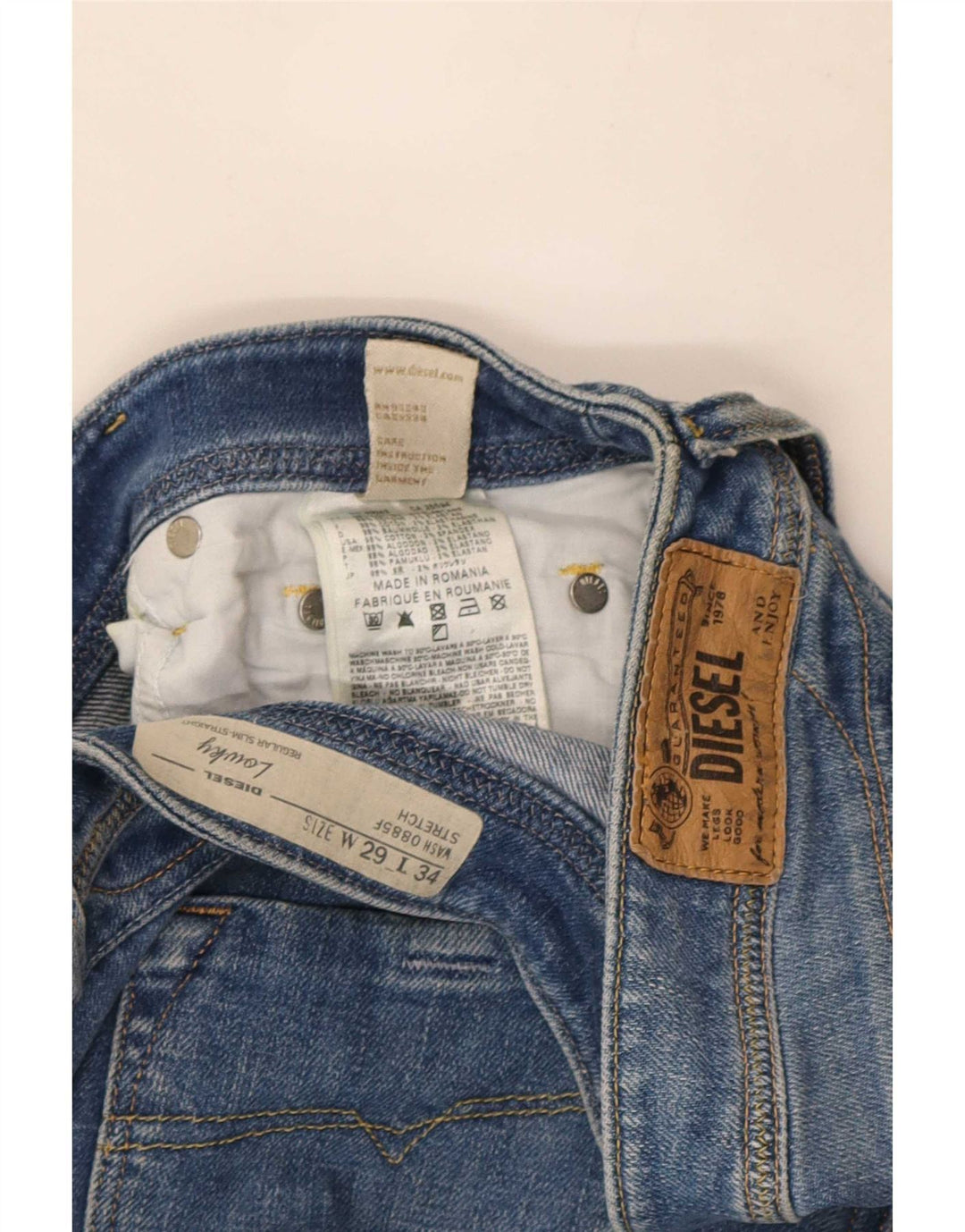 Damskie jeansy Diesel Lowky Regular Slim Straight W29 L34 Niebieskie bawełniane