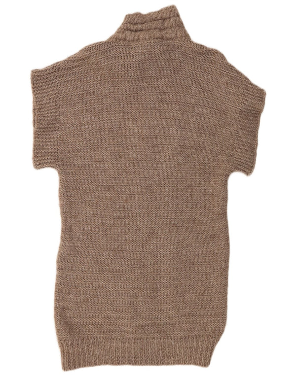 Zara Womens Short Sleeves Jumper Dress UK 14 Medium Brown Acrylic