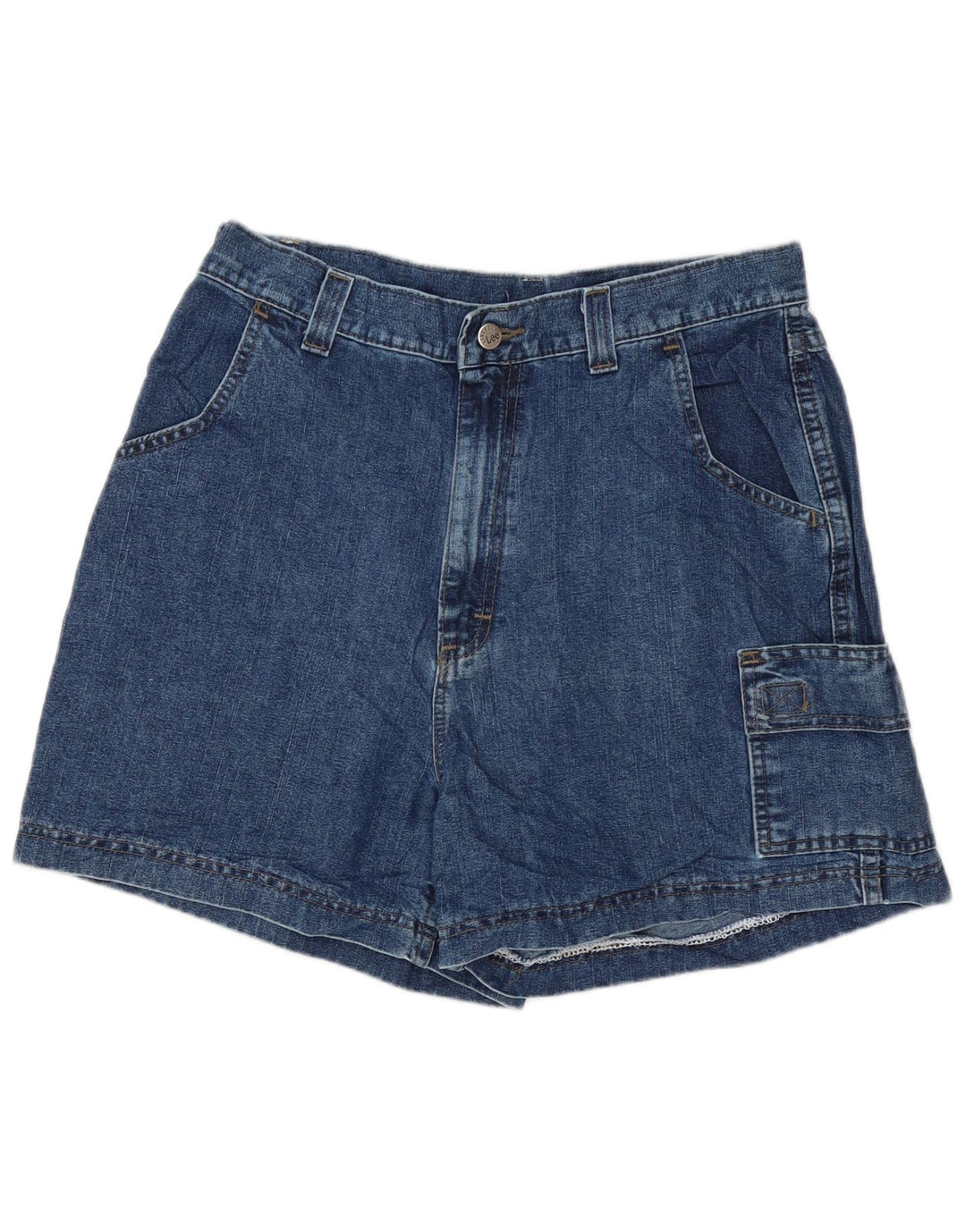 Damskie spodenki jeansowe Lee Cargo z wysokim stanem W32, duże niebieskie