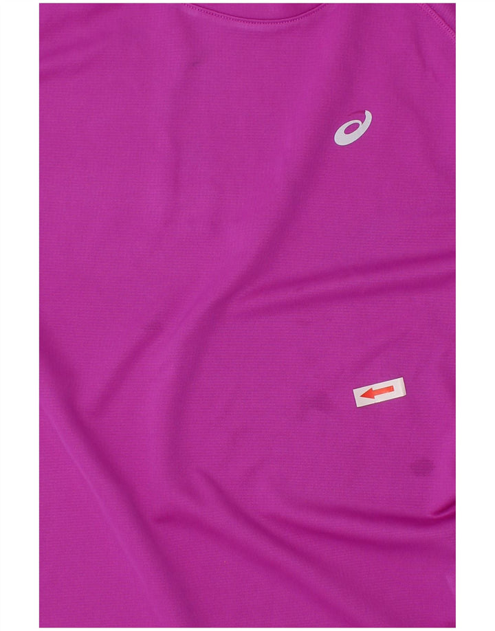 T-shirt chłopięcy Asics 10-11 lat, mały, fioletowy, poliestrowy w paski
