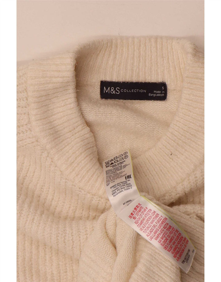 Marks & Spencer Damski sweter z okrągłym dekoltem, UK 10, mały, w kolorze złamanej bieli