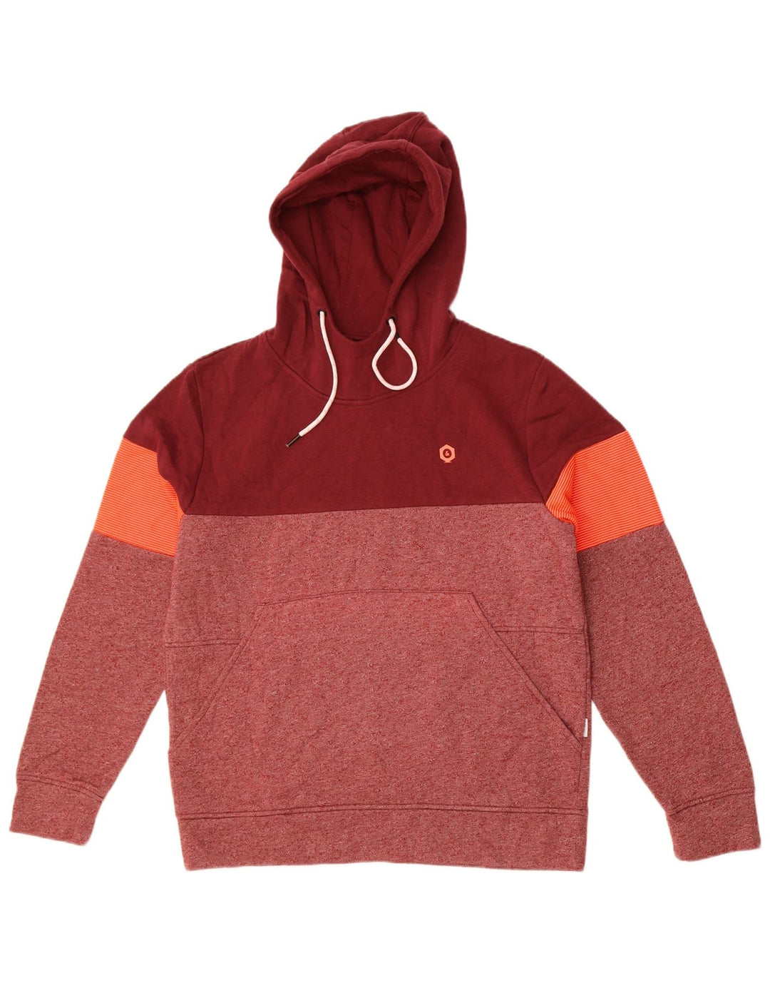 Męski sweter z kapturem Jack & Jones, średni bordowy poliester z blokami kolorów