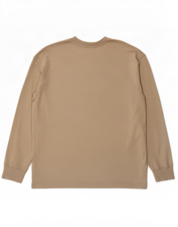 Damski top oversize Zara z długim rękawem, średnio beżowy, bawełniany