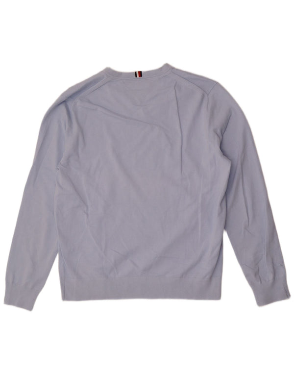 Damski sweter Tommy Hilfiger z dekoltem w kształcie litery V, UK 22 3XL, niebieska bawełna