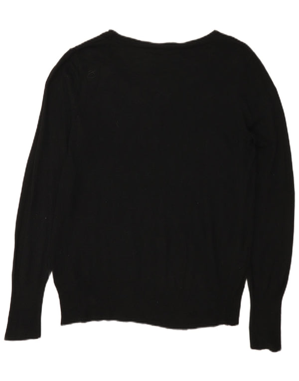 MOSSIMO Womens Boat Neck Jumper Sweater UK 14 Large Black Nylon
