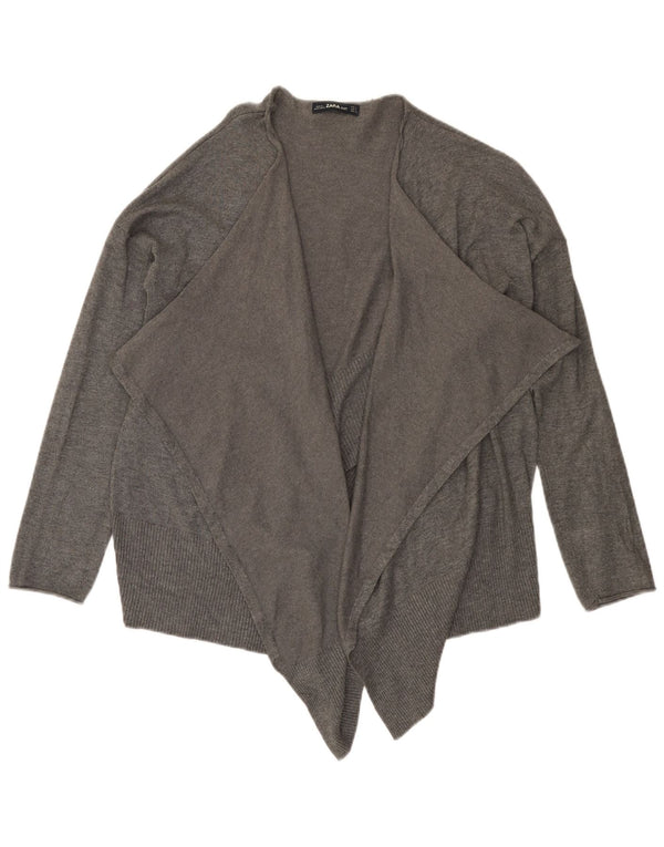 Zara Womens Oversized Asymmetric Open Cardigan Sweater UK 10 Small Grey