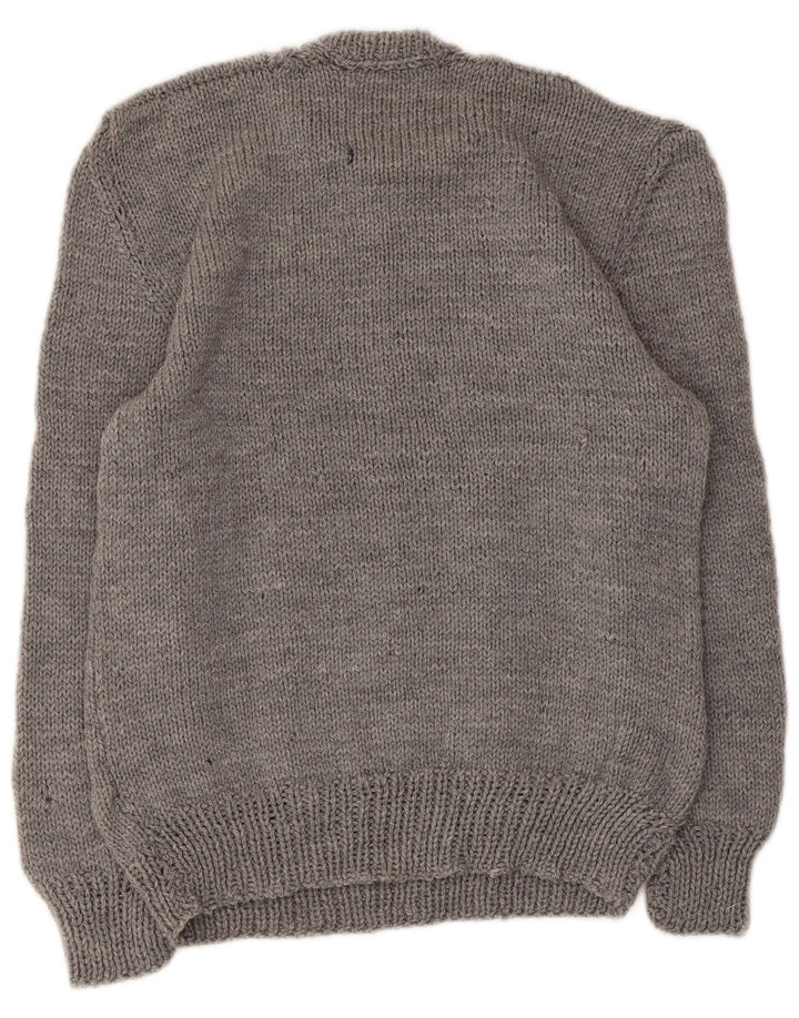 Sweter damski w stylu vintage z okrągłym dekoltem UK 10 Small Grey