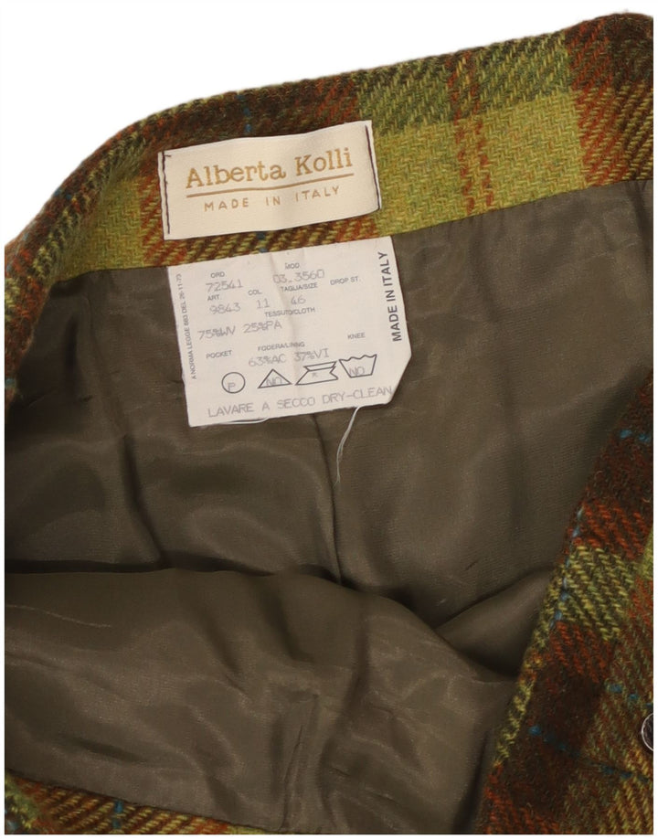 Vintage damska spódnica w kształcie litery A IT 46 duża W32 zielona kratka akrylowa