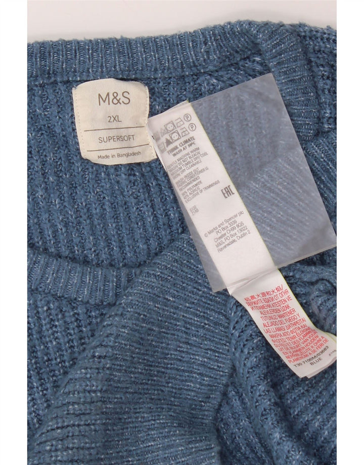 Marks & Spencer Męski sweter z okrągłym dekoltem 2XL Niebieski poliamid