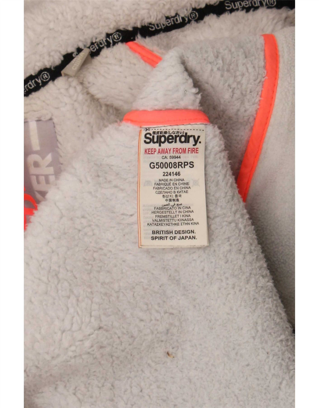Damska kurtka wiatrówka z kapturem Superdry UK 16, duży, szary poliester