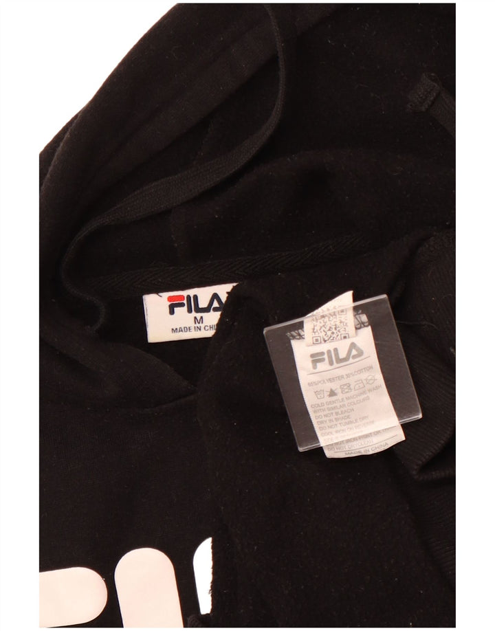 Damska bluza z kapturem FILA z grafiką UK 14, średni czarny poliester