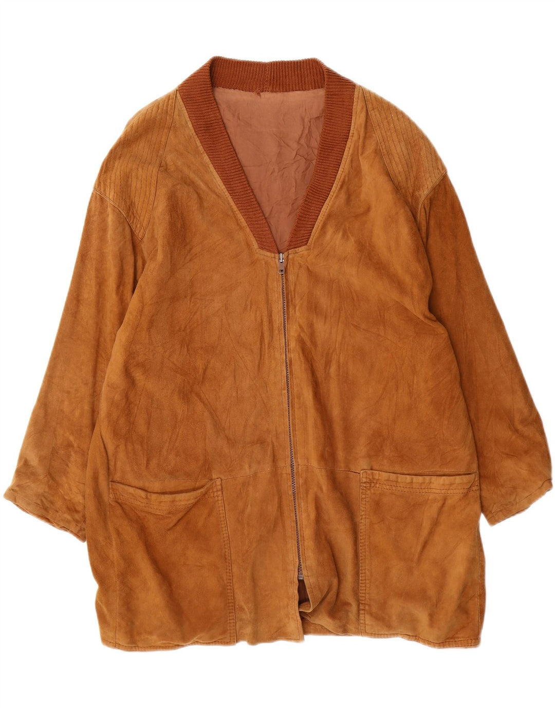 Vintage męska zamszowa kurtka UK 40 duża brązowa