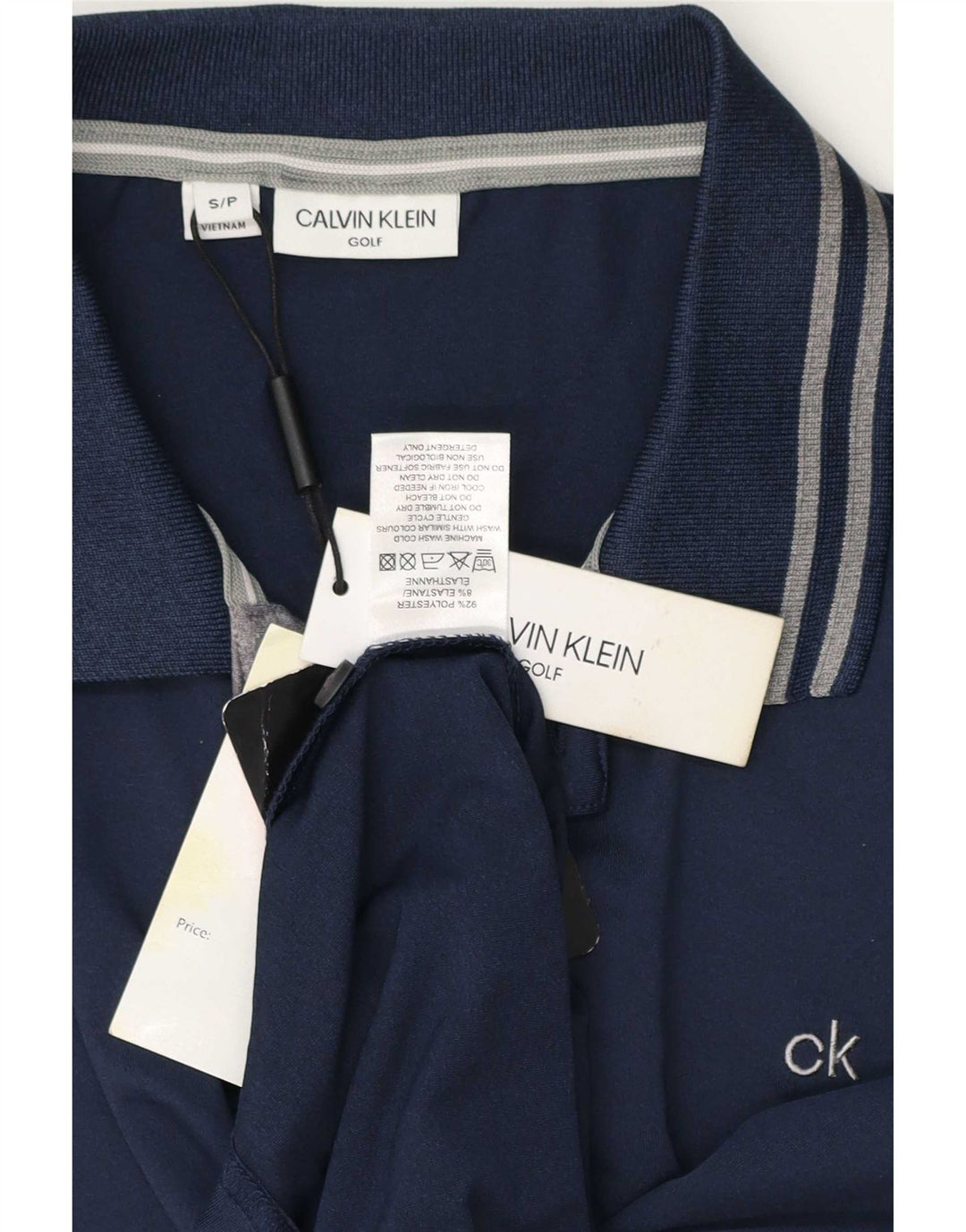 Męska koszulka polo Calvin Klein, mała, granatowa, z poliestru