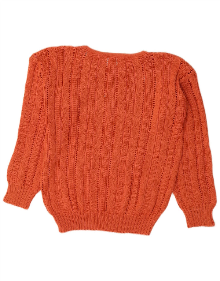 Sweter damski VINTAGE z okrągłym dekoltem UK 14, średni pomarańczowy