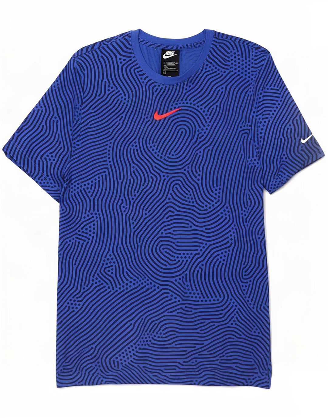 Męska koszulka t-shirt Nike o standardowym kroju, średnia niebieska, geometryczna bawełna