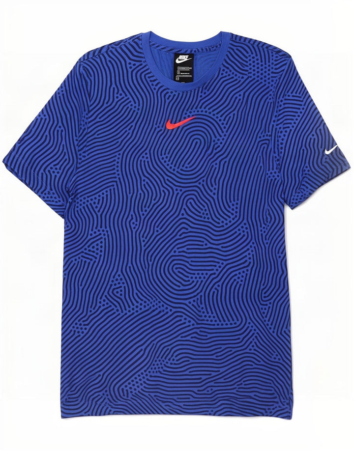 Męska koszulka t-shirt Nike o standardowym kroju, średnia niebieska, geometryczna bawełna
