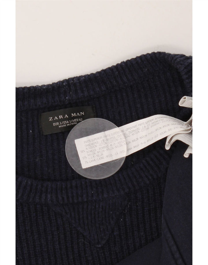 Bluza męska Zara, duża, bawełniana, granatowa