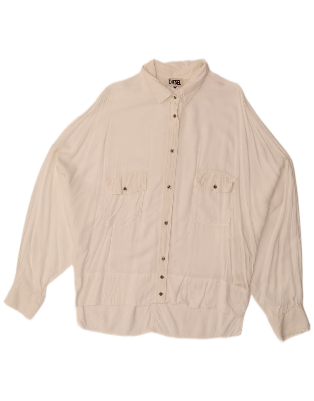 Damska bluzka koszulowa o luźnym kroju DIESEL UK 14 Średni biały sztuczny jedwab