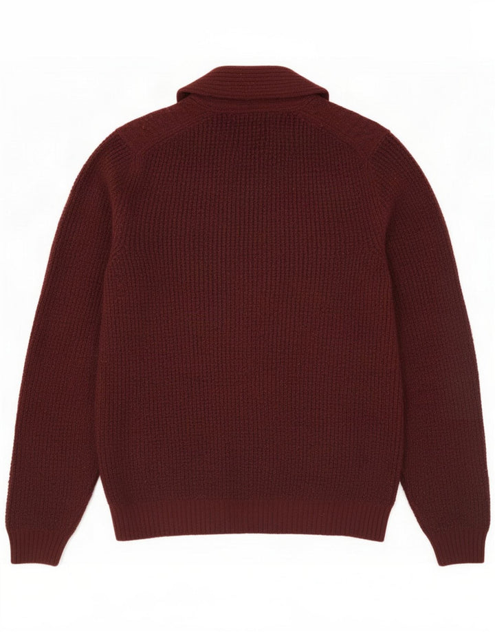 Marks & Spencer Męski sweter rozpinany, duży, bordowy poliester