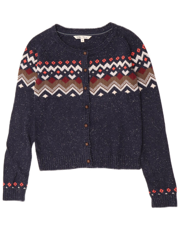 Damski sweter rozpinany Fat Face UK 8 Mały granatowy Fair Isle Cotton