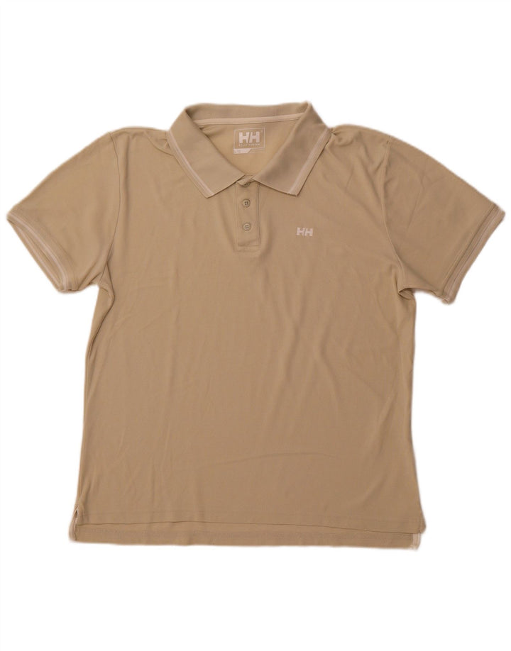 Męska koszulka polo HELLY HANSEN, duża, beżowa, poliamidowa