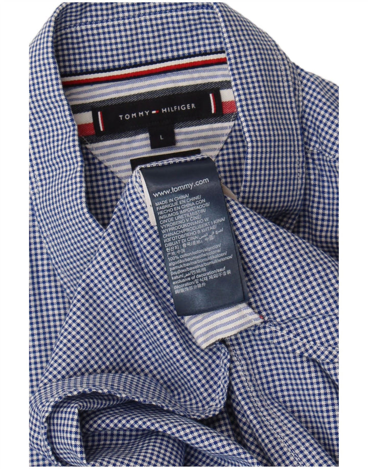 Koszula męska Tommy Hilfiger, duża, niebieska bawełniana kratka