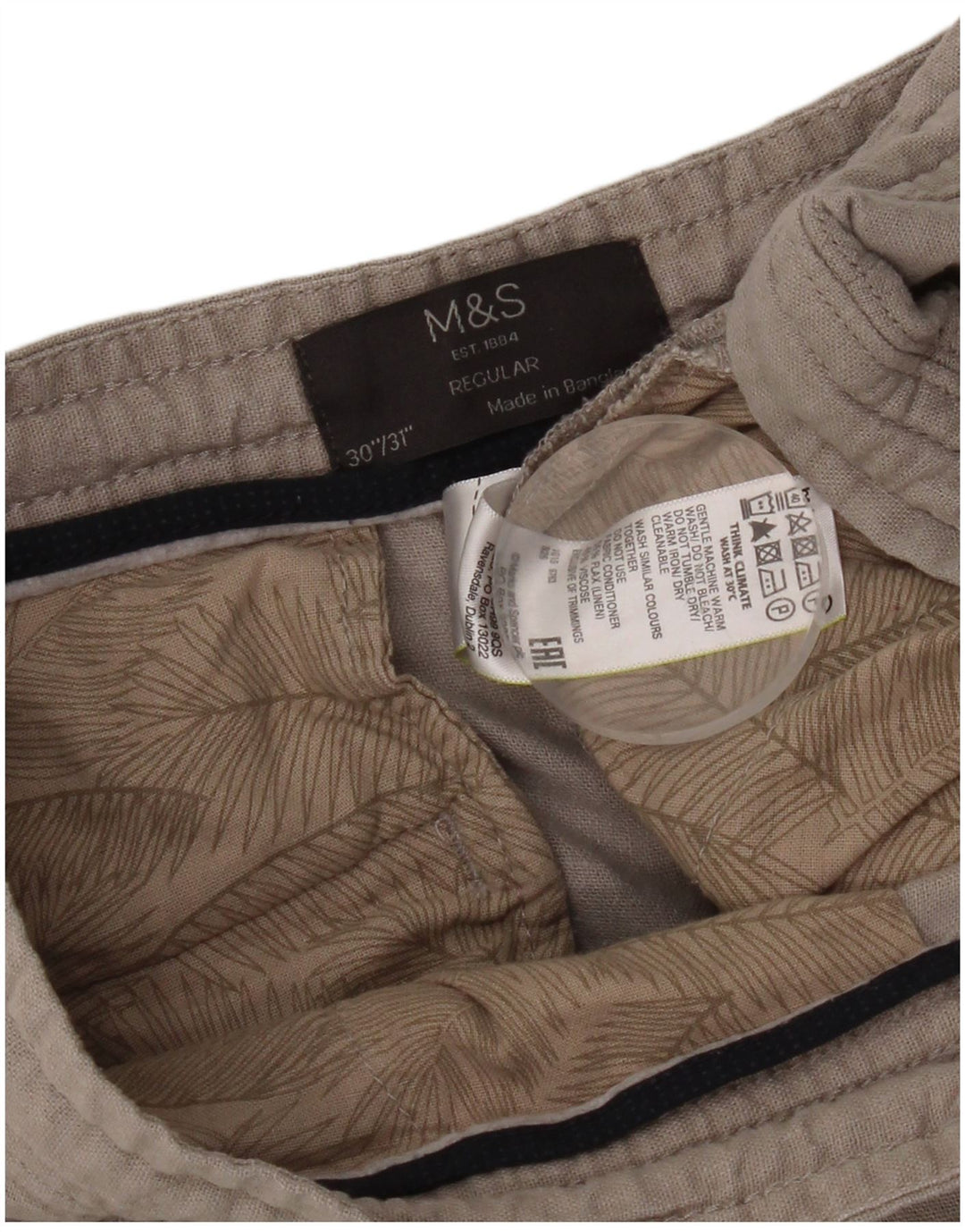 Marks & Spencer Damskie spodnie typu chino Regular Straight W30 L31 Szare lniane