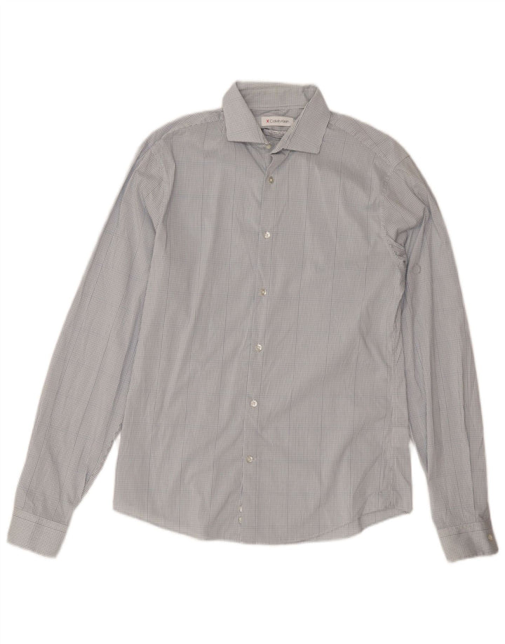 Męska koszula Calvin Klein Extra Slim Fit, rozmiar 15, średnia niebieska kratka