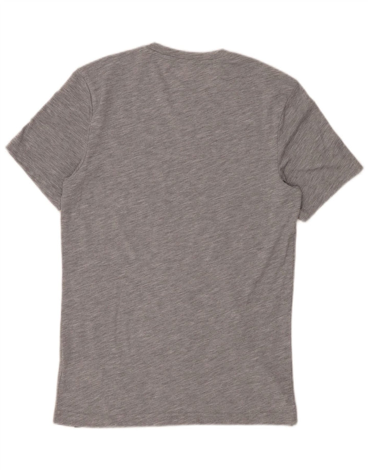 Męski T-shirt z grafiką REEBOK, mały, szary, nakrapiany poliester