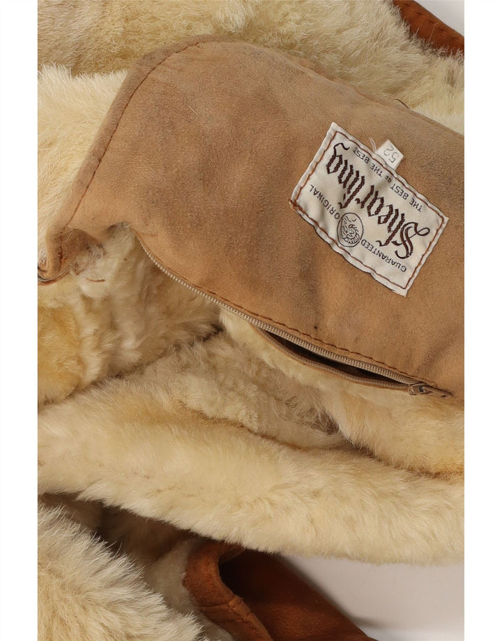 Vintage męska kurtka Shearling IT 52 XL Brązowa kurtka Shearling