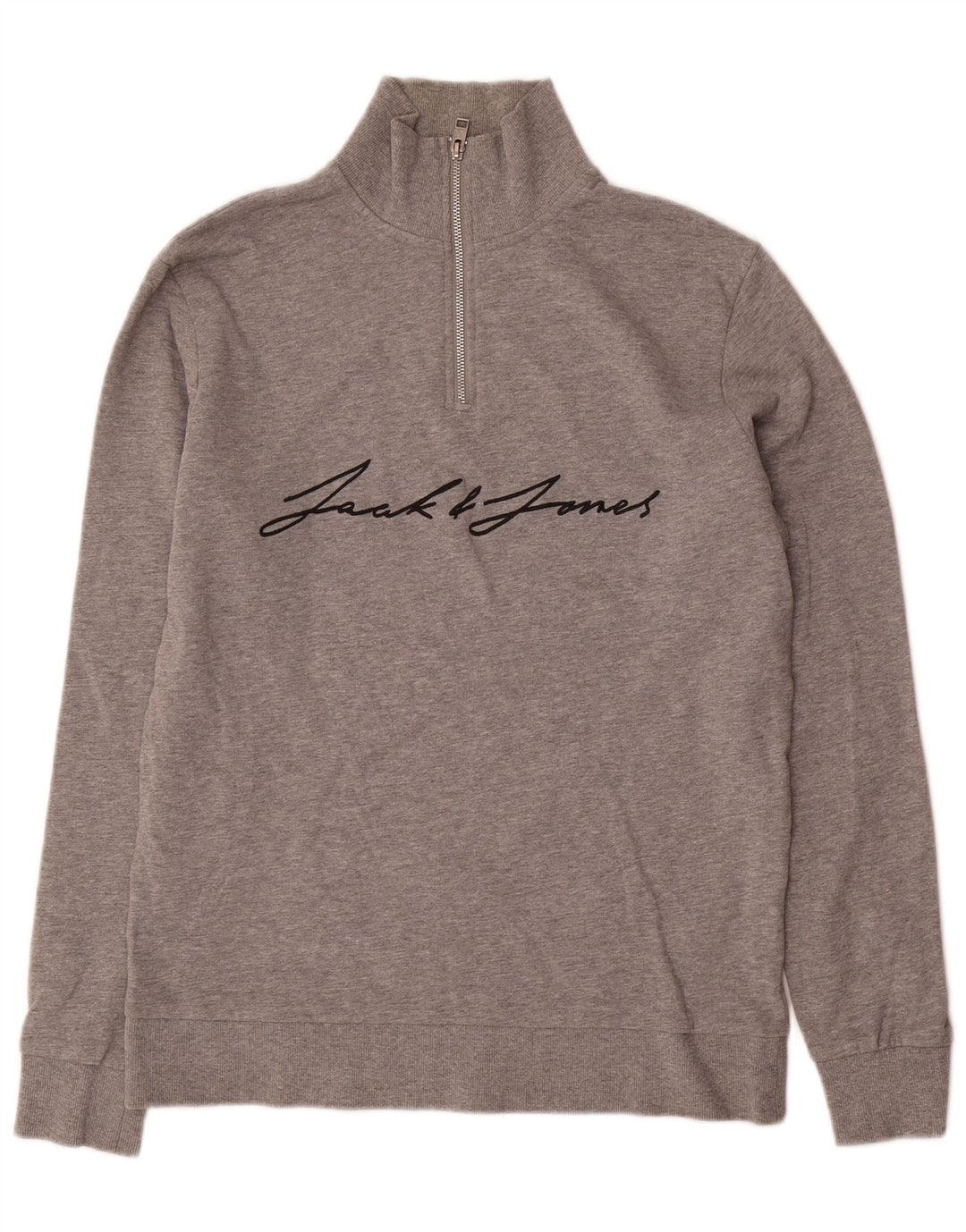 Męski sweter Jack & Jones z grafiką i zamkiem błyskawicznym, duży, szary, nakrapiany