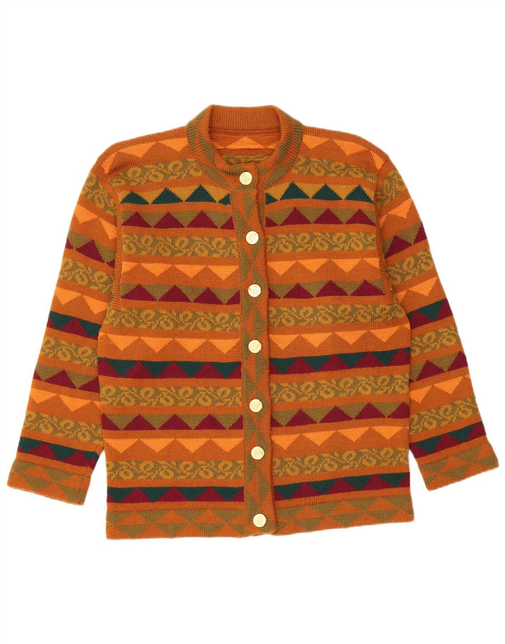 VINTAGE damski komplet dwuczęściowych spódnic z dzianiny UK 14 Medium W28 brązowy geometryczny