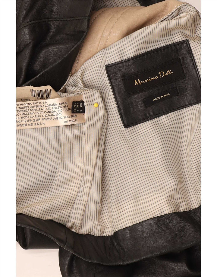 Damska kurtka skórzana Massimo Dutti UK 14, duża czarna skóra