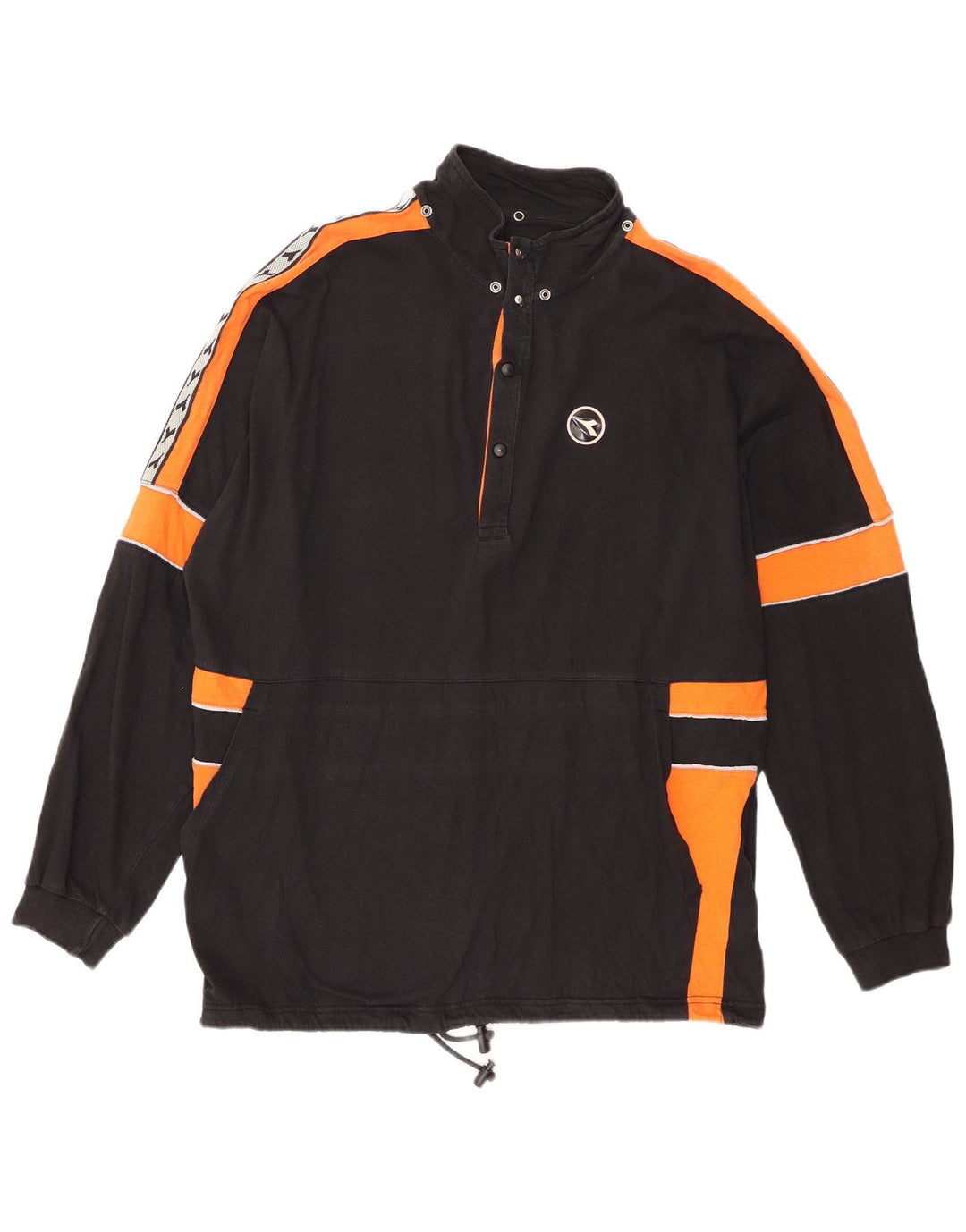 Męska bluza z kapturem Diadora XL, czarna, z blokami kolorów, bawełniana