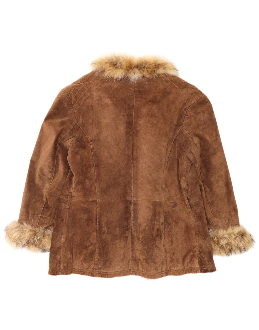 Damska otwarta zamszowa kurtka VINTAGE IT 46, duża brązowa skóra